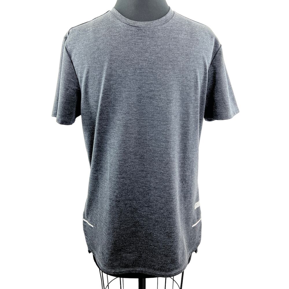 GYMSHARK Charcoal Gray Marl Training T-Shirt Short Sleeve Reflective Crewneck S